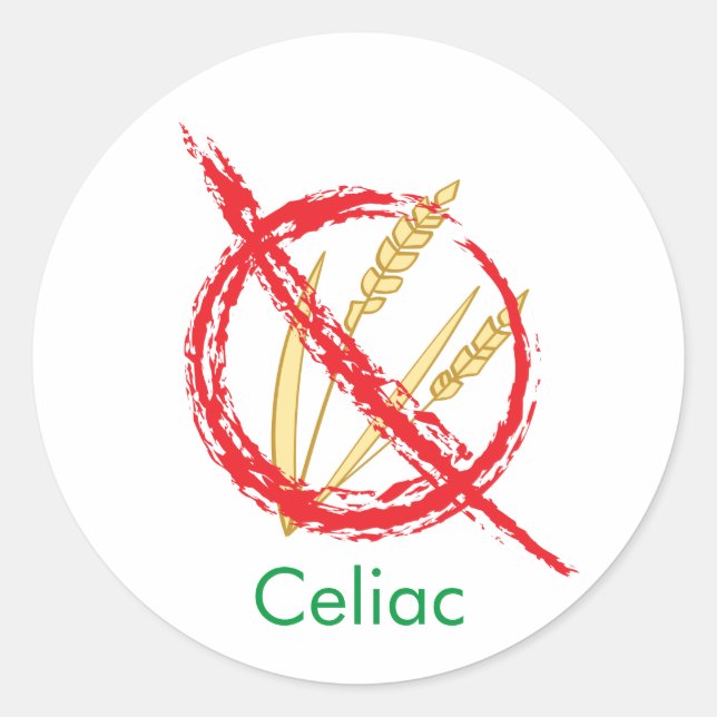 Celiac or Gluten Free Medic Alert Classic Round Sticker (Front)