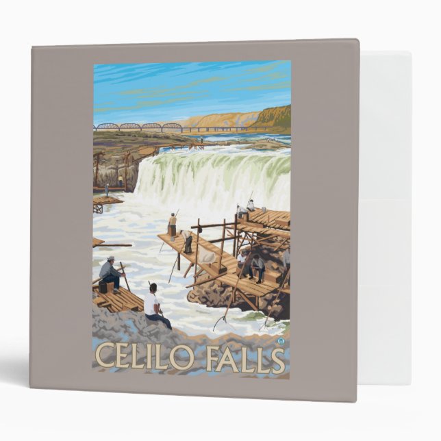 Celilo Falls Fishing Vintage Travel Poster Binder (Front/Inside)