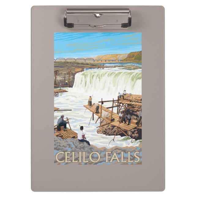 Celilo Falls Fishing Vintage Travel Poster Clipboard (Front)