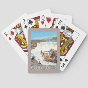 Celilo Falls Fishing Vintage Travel Poster Playing Cards