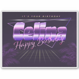 Celina Name Vorname lila retro Sticker Geburtstag