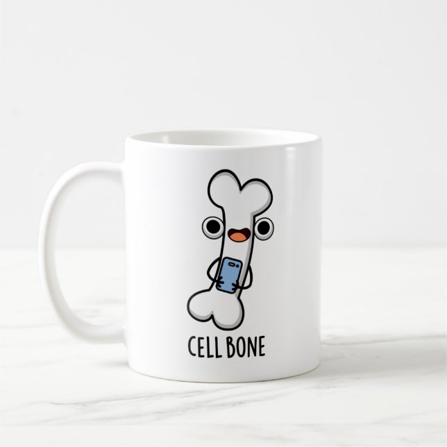 Cell Bone Funny Cell Phone Pun  Coffee Mug (Left)