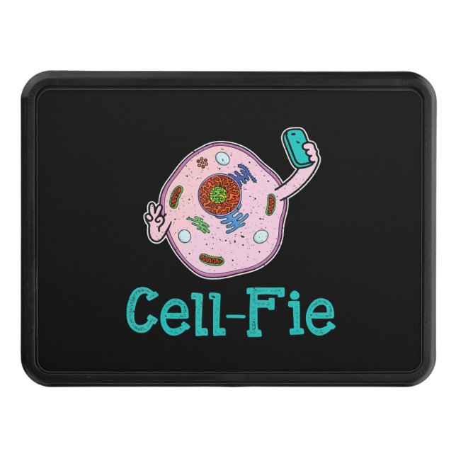 Cell-Fie Funny Biology Science Teacher Pun Gift Trailer Hitch Cover (Front)