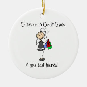 Cell Phone and Credit Cards Ceramic Ornament