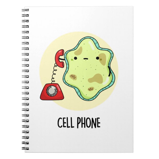 Cell Phone Funny Biology Science Pun  Notebook (Front)