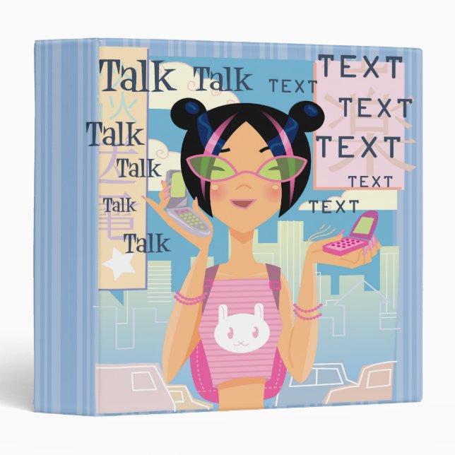 Cell Phone Girl Teenager  Notebook Binder (Front/Spine)