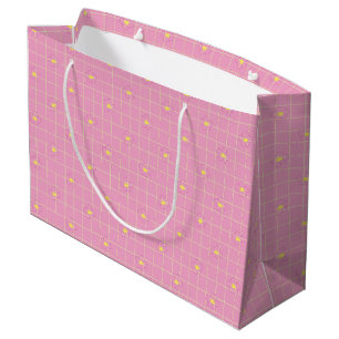 Cell Texture Pink Background Tiny Daisies Flowers. Large Gift Bag