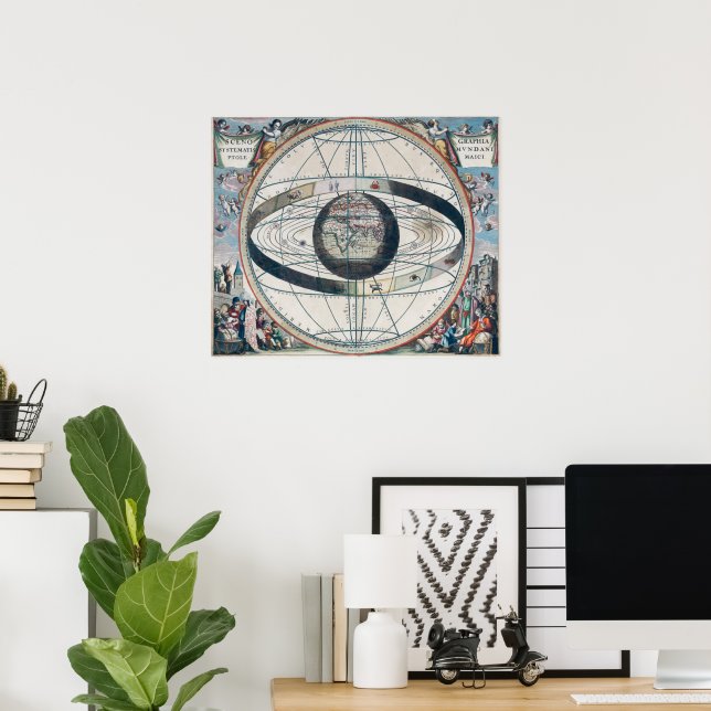 Cellarius Ptolemaic System Vintage Map Poster (Home Office)
