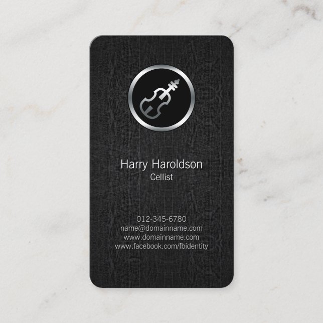 Cellist Cello Icon Black Grunge Carte de visite (Devant)