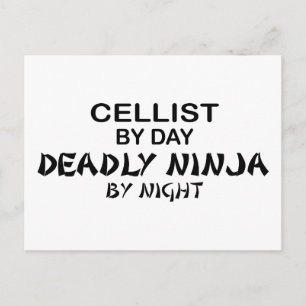 Cellist Deadly Ninja by Night Postcard
