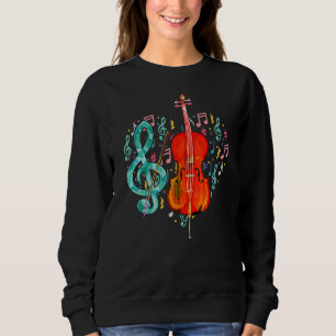 Cellist Heart Treble Clef Music Notes Cello Player Sweatshirt