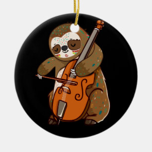 Cellist Sloth Cello Player Orchestra Music Animal Ceramic Ornament