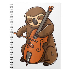 cellist sloth cello player orchestra music animal  notebook