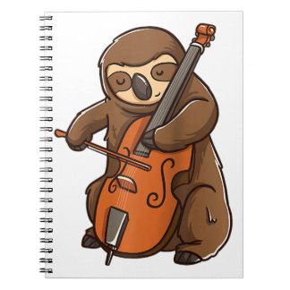 cellist sloth cello player orchestra music animal notebook