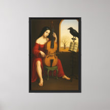 Cellist Woman Framed Canvas Wall Art