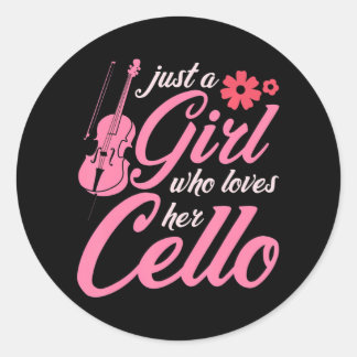 Cellist Women Classic Musical Instrument Cello Classic Round Sticker