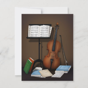 Cello Amid Music Books and Scores Classical Music Card