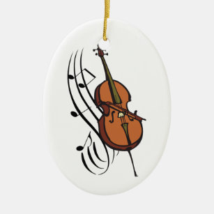 Cello and Music Ceramic Ornament