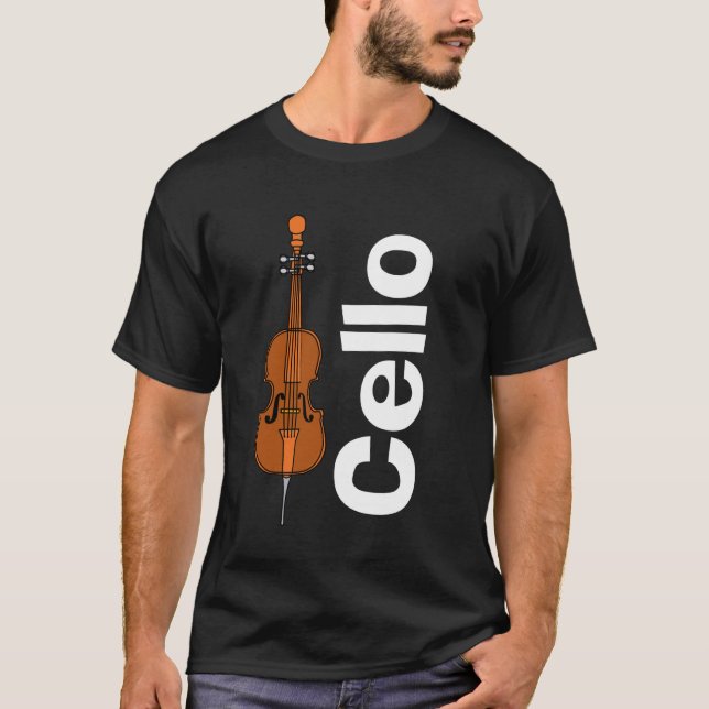 Cello and White Text T-Shirt (Front)
