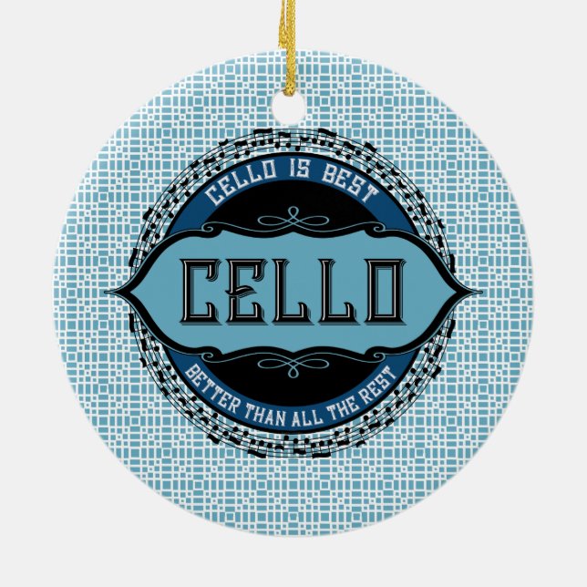 Cello Best Music Note Circle  Ceramic Ornament (Back)