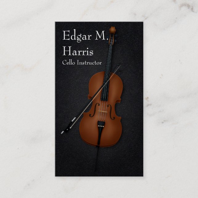 Cello & Bow Classical Musician Premium (dark) Business Card (Front)