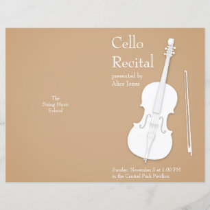 Cello & Bow Customizable Folded Concert Program