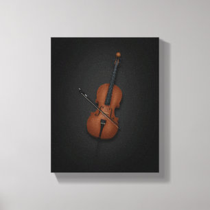 Cello & Bow Side by Side On 8x10 Black Canvas Print