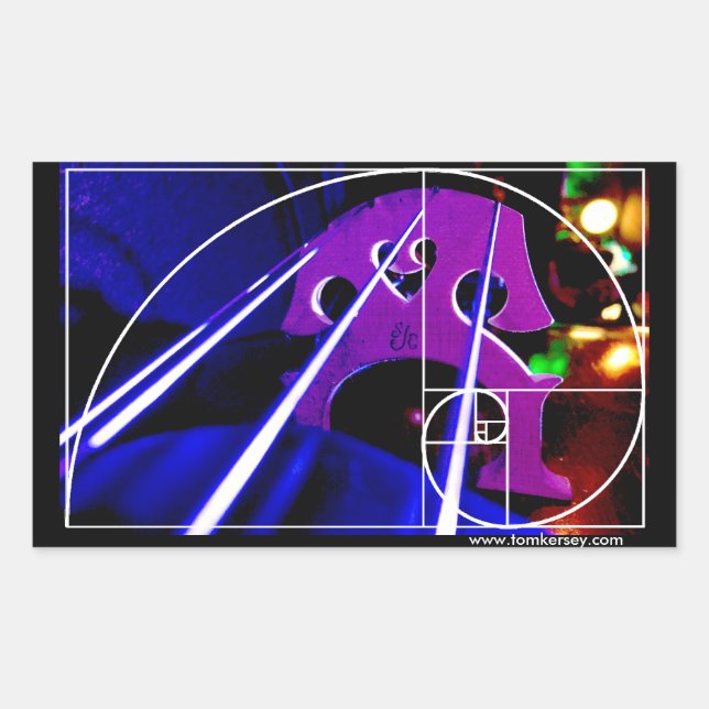 Cello bridge and strings with Fibonacci spiral Sticker (Front)