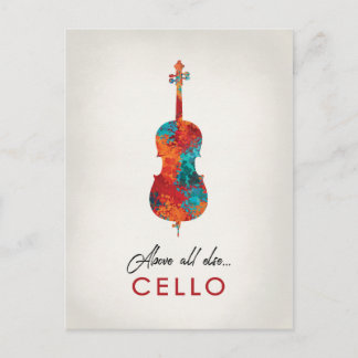 Cello - Bright Colourful Music Postcard