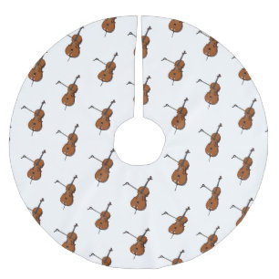Cello cartoon illustration  brushed polyester tree skirt