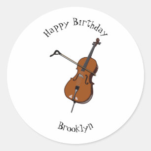 Cello cartoon illustration  classic round sticker