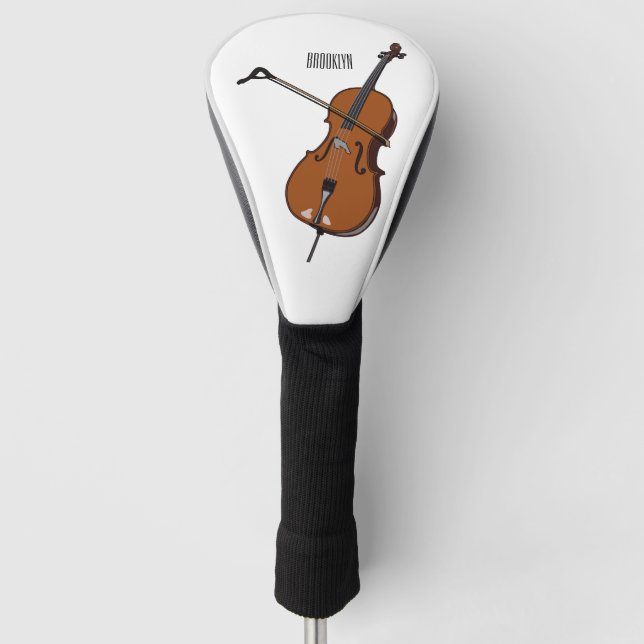 Cello cartoon illustration  golf head cover (Front)