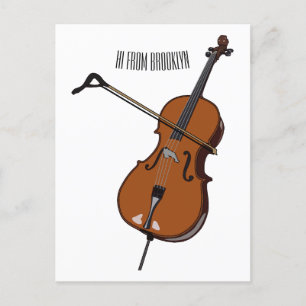 Cello cartoon illustration postcard