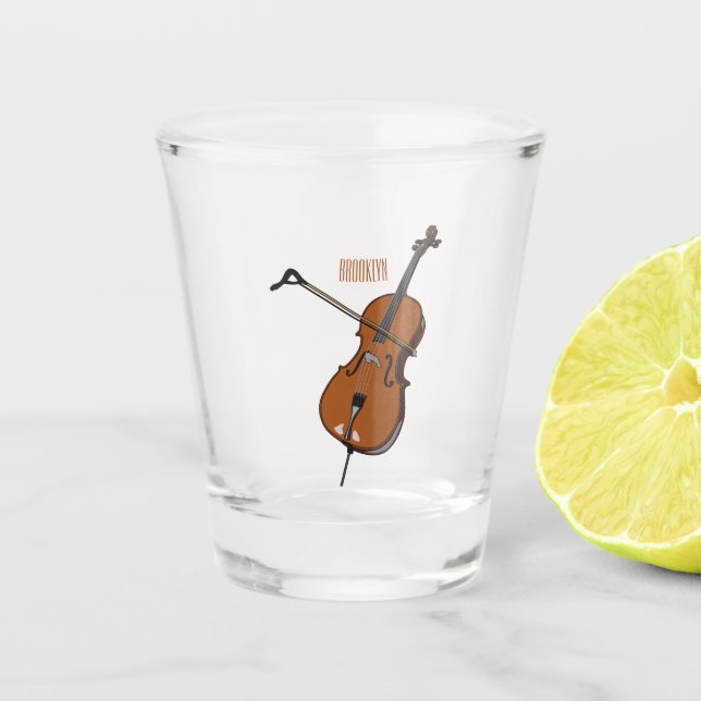Cello cartoon illustration  shot glass (Front)
