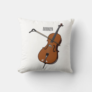 Cello cartoon illustration throw pillow