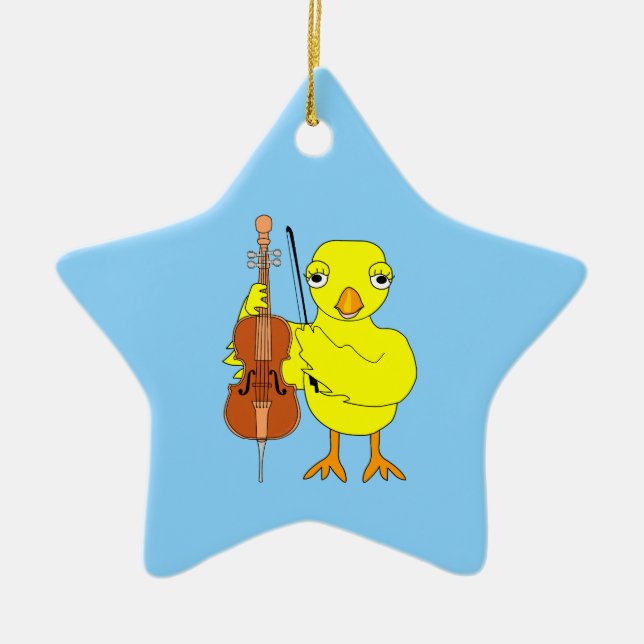Cello Chick Ceramic Ornament (Front)