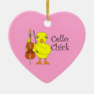Cello Chick Text Ceramic Ornament