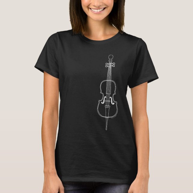Cello Drawing White T-Shirt (Front)