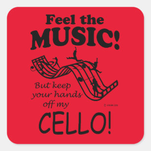 Cello Feel The Music Square Sticker