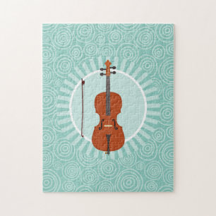 Cello Fun Turquoise Swirl Music Jigsaw Puzzle