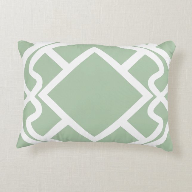Cello Light sage green Trellis Design Decorative Pillow (Back)