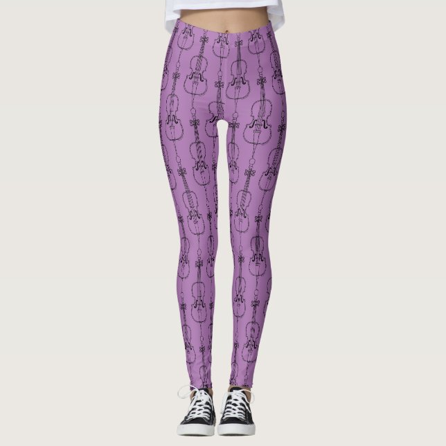 Cello Line Drawing Leggings (Front)