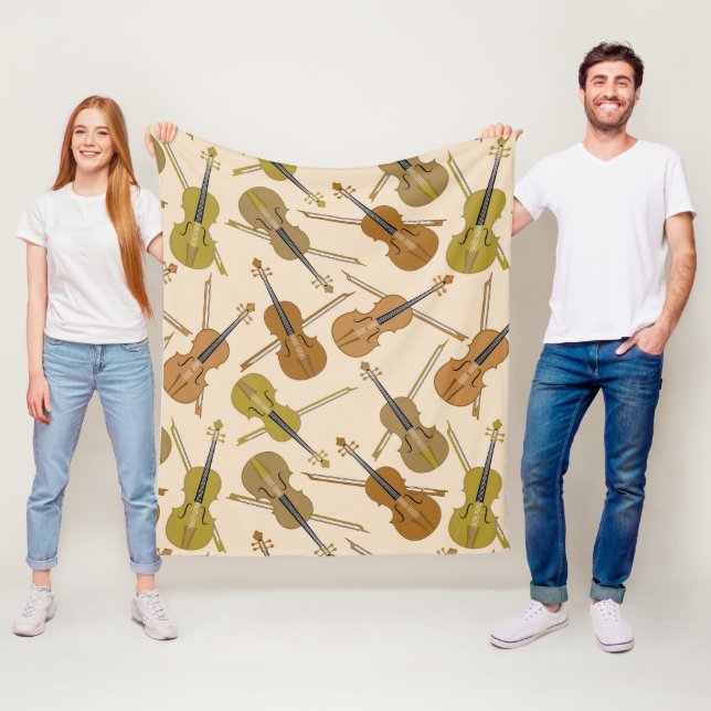Cello Music Instrument Pattern Fleece Blanket (In Situ)
