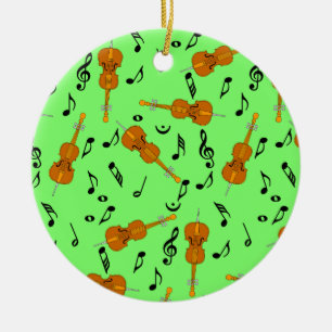 Cello Music Note Pattern Ceramic Ornament