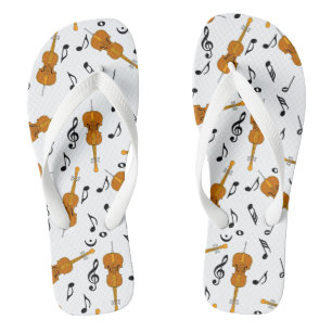 Cello Music Note Pattern Flip Flops