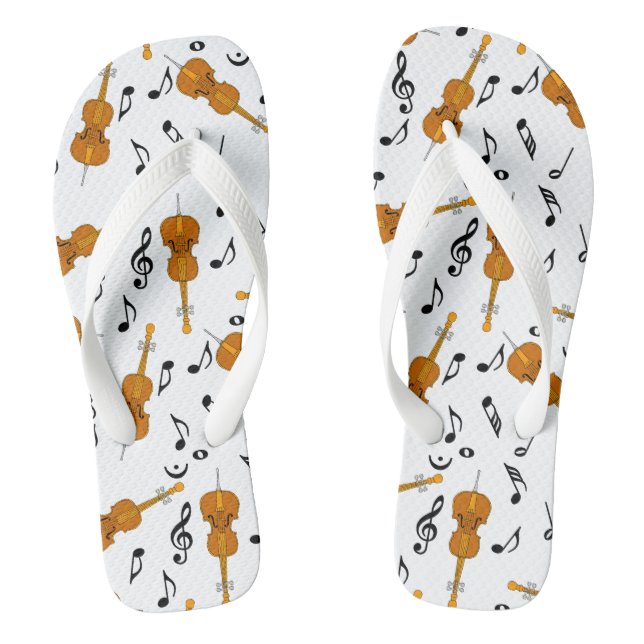 Cello Music Note Pattern  Flip Flops (Footbed)