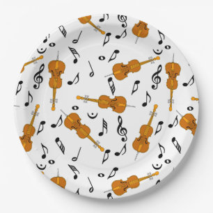 Cello Music Note Pattern Paper Plate