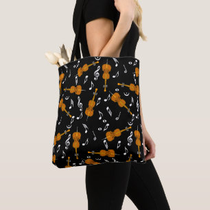 Cello Music Note Pattern Tote Bag