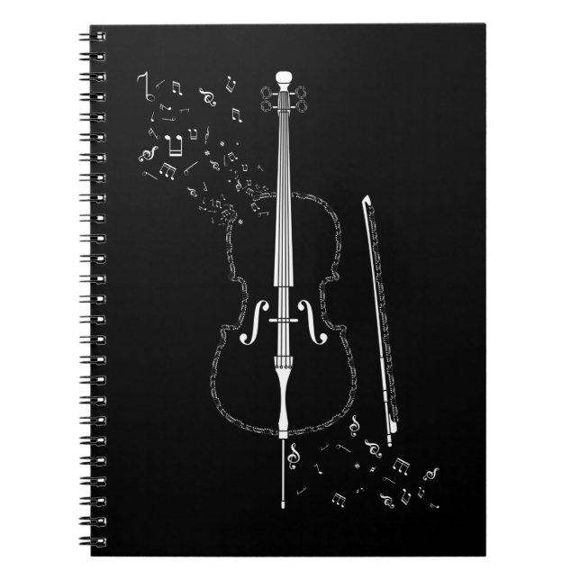 Cello Music Notes Instrument Musician Cellist Notebook (Front)