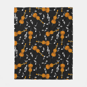 Cello Music Notes Pattern Fleece Blanket